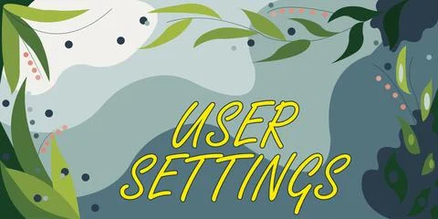 Text caption presenting User Settings. Word for Configuration of appearance Stock Illustration