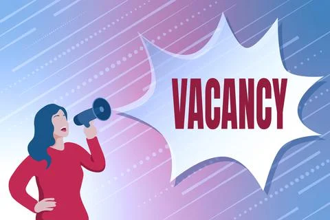 Text caption presenting Vacancy. Business idea available paid place in small or Stock Illustration