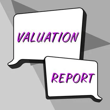 Text caption presenting Valuation Report. Business overview process of Stock Illustration