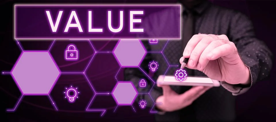 Text caption presenting Value. Business idea principles or standards behaviour Stock Photos