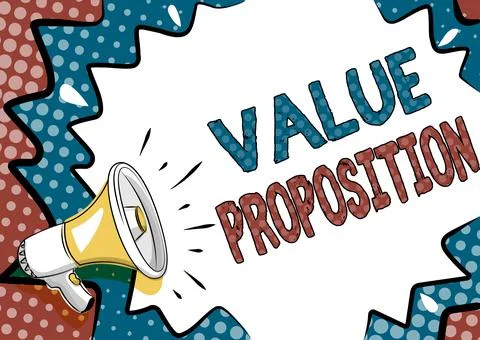 Text caption presenting Value Proposition. Business overview innovation service Illustrazione stock