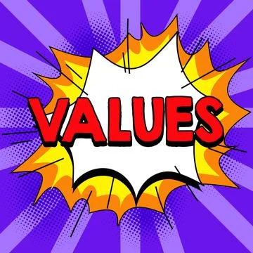 Text caption presenting Values. Word for regard that something is held deserve Stockillustratie