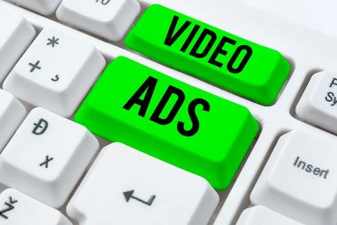 Text caption presenting Video Ads. Business showcase Engage audience in the form Stock Photos