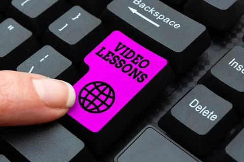 Text caption presenting Video Lessons. Business concept Online Education 스톡 사진