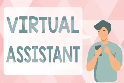 Text caption presenting Virtual Assistant. Business idea person who provides Ilustração Stock