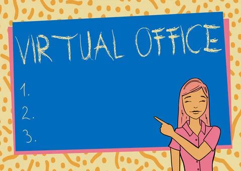 Text caption presenting Virtual Office. Word Written on operational domain of Stock Illustration