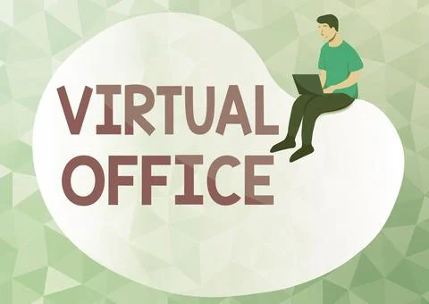 Text caption presenting Virtual Office. Concept meaning operational domain of Stock Illustration
