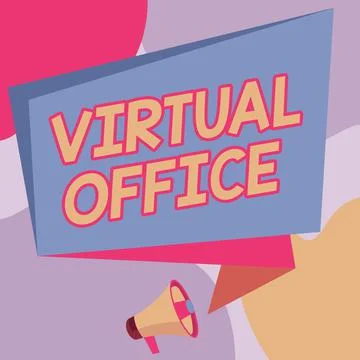 Text caption presenting Virtual Office. Business overview operational domain of Stock Illustration
