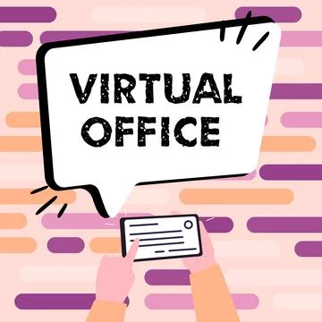 Text caption presenting Virtual Office. Word for Mobile work-environment Illustrazione stock
