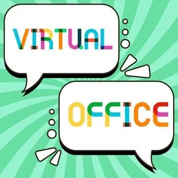 Text caption presenting Virtual Office. Word Written on Mobile work-environment Illustrazione stock