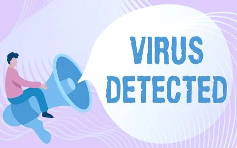Text caption presenting Virus Detected. Internet Concept A computer program used Stock Illustration