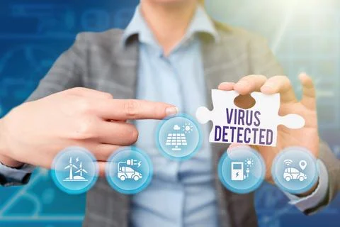 Text caption presenting Virus Detected. Business concept A computer program used Stock Photos