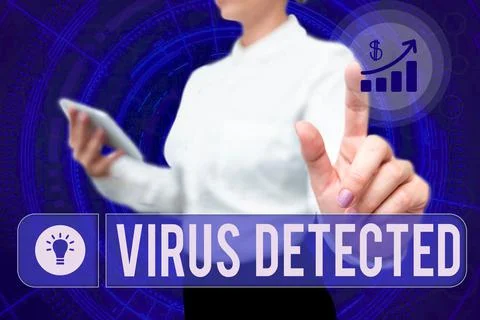 Text caption presenting Virus Detected. Business showcase A computer program Stock Photos