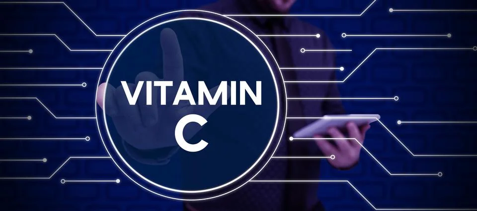 Text caption presenting Vitamin C. Business overview it promotes healing and Foto stock