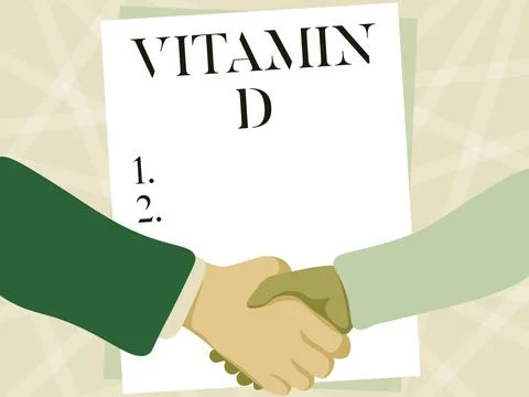 Text caption presenting Vitamin D. Conceptual photo Nutrient responsible for Illustrazione stock