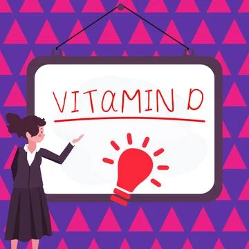 Text caption presenting Vitamin D. Word Written on Nutrient responsible for Illustrazione stock
