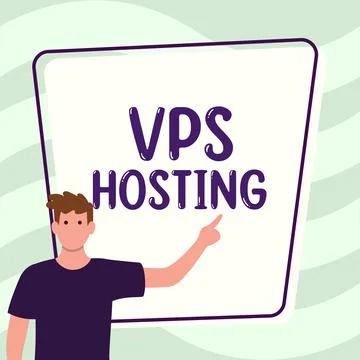 Text caption presenting Vps Hosting. Business overview mimics a dedicated server Stock Illustration