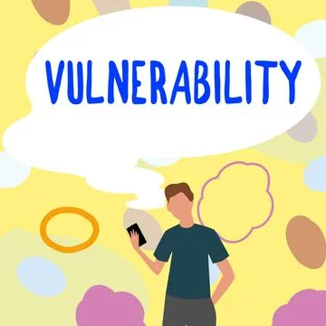 Text caption presenting Vulnerability. Concept meaning State of being exposed to Stock Illustration