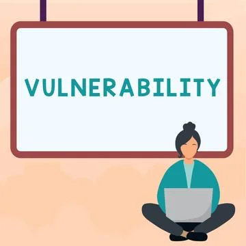 Text caption presenting Vulnerability. Word Written on State of being exposed to Illustrazione stock