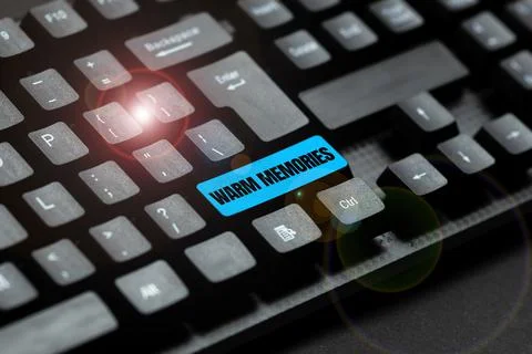 Text caption presenting Warm Memories. Concept meaning Warm Memories Word Foto stock