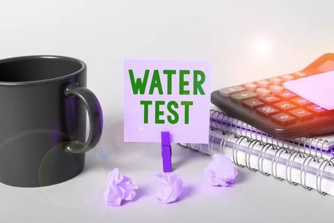 Text caption presenting Water Test. Word Written on Sampling of various liquid Stock Photos