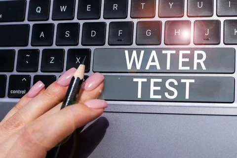 Text caption presenting Water Test. Concept meaning Sampling of various liquid Stock Photos