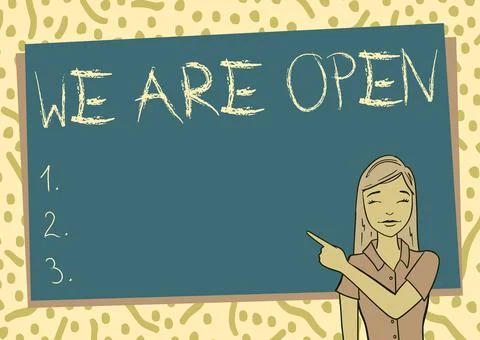 Text caption presenting We Are Open. Business concept no enclosing or confining Illustrazione stock