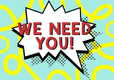 Text caption presenting We Need You. Business overview Company wants to hire Stock Illustration