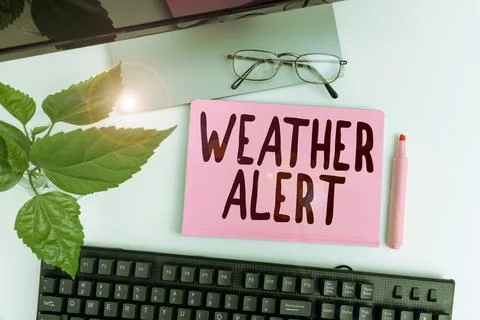 Text caption presenting Weather Alert. Business concept urgent warning on the Stock Photos