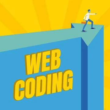 Text caption presenting Web Coding. Business overview work involved in Stock Illustration