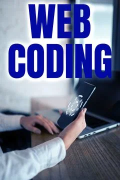 Text caption presenting Web Coding. Word for work involved in developing a web 写真素材