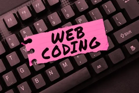 Text caption presenting Web Coding. Conceptual photo work involved in developing Stock Photos