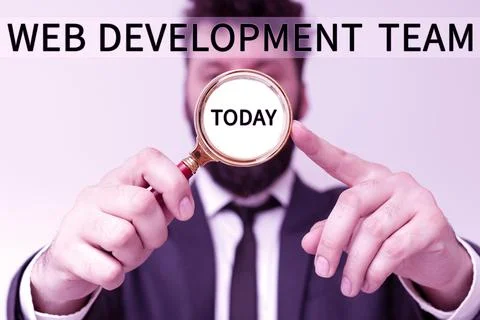 Text caption presenting Web Development Team. Internet Concept in control of all Foto stock