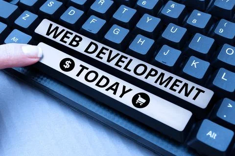 Text caption presenting Web Development. Word Written on work involved in Stock Photos