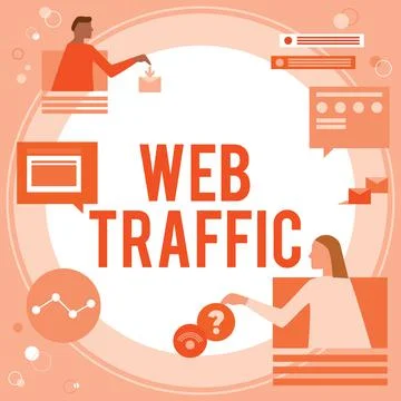 Text caption presenting Web Traffic. Business idea Amount of data sent and Stockillustratie