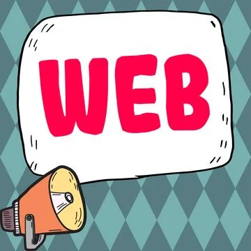Text caption presenting Web. Word Written on a system of Internet servers that Stock Illustration