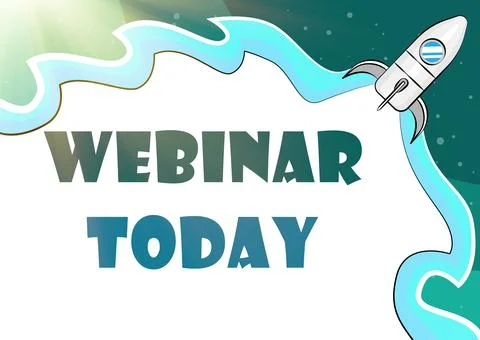 Text caption presenting Webinar Today. Word for live online educational Stock Illustration