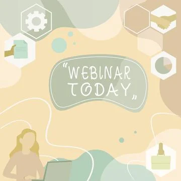 Text caption presenting Webinar Today. Word for live online educational Stock Illustration