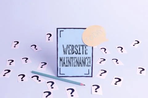 Text caption presenting Website Maintenance. Word Written on act of regularly Stock-Fotos