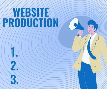 Text caption presenting Website Production. Word Written on creating sites with Stock Illustration