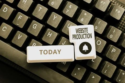 Text caption presenting Website Production. Word Written on process of creating Stock Photos