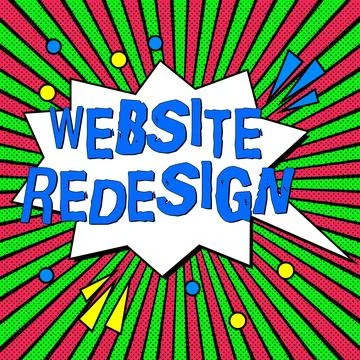 Text caption presenting Website Redesign. Business overview modernize improver Illustration