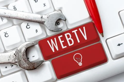 Text caption presenting Webtv. Business overview Internet transmission programs 스톡 사진