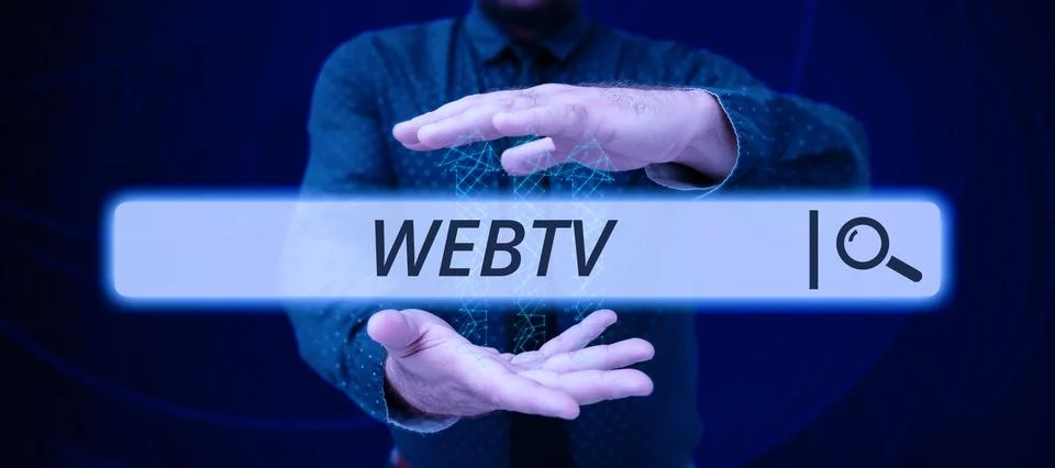 Text caption presenting Webtv. Internet Concept Internet transmission programs Stock Photos