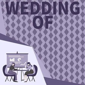 Text caption presenting Wedding Of. Internet Concept announcing that man and now Illustrazione stock
