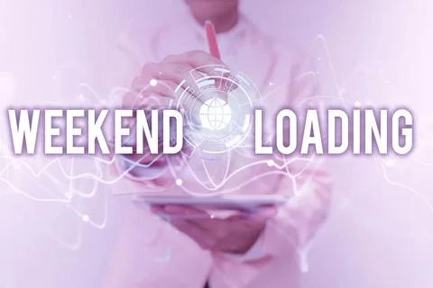 Text caption presenting Weekend Loading. Word Written on Starting Friday party 스톡 사진