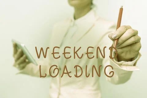Text caption presenting Weekend Loading. Business showcase Starting Friday party 스톡 사진