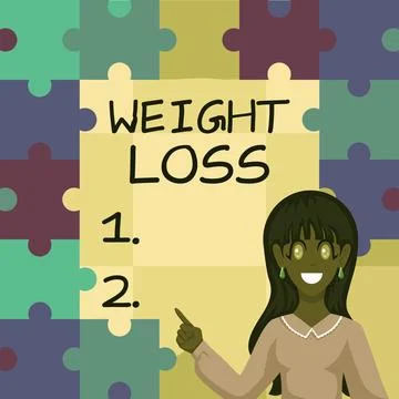 Text caption presenting Weight Loss. Concept meaning Decrease in Body Fluid 库存插图