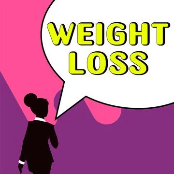 Text caption presenting Weight Loss. Business overview Decrease in Body Fluid Illustrazione stock