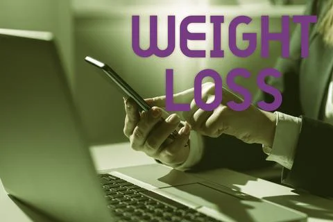 Text caption presenting Weight Loss. Conceptual photo Decrease in Body Fluid Stock Photos
